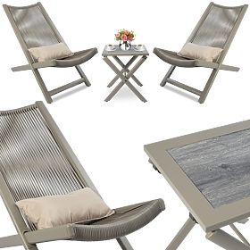 Terrassenmöbel-Set CHILL SAND Liegestühle und Tisch, CHILL
