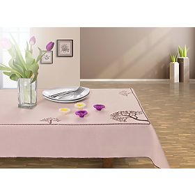 Tischläufer OLD COLLECTIONS Farbe Beige besticktes Pflanzenmotiv 30x45 Decor Tephani