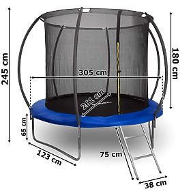 Trampolin mit Sicherheitsnetz und Leiter HENZEN 305 cm blau FT10