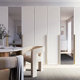 Tür für Schrank Neroli, 45,6 cm, gebogene Rillen, weiß, links, lectus