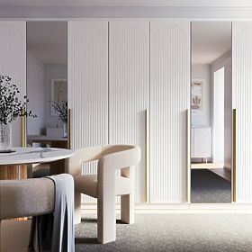 Tür für Schrank Neroli, 45,6 cm, gebogene Rillen, weiß, rechts, lectus