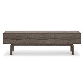 TV-Schrank Quadri mit Schubladen, massives Eichenholz, Furnier, Espresso Braun