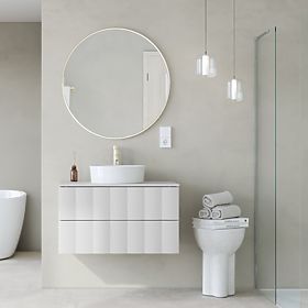 Unterschrank für Waschbecken Grita 80 cm, weiß, gewelltes Frontpanel