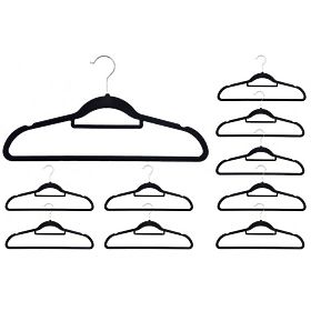 Velours-Kleiderbügel Maxi Set 10 Stück - schwarz