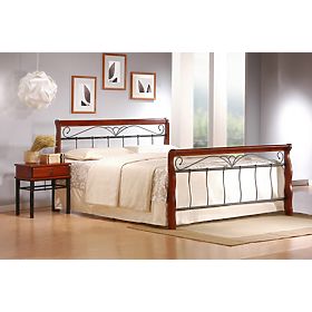 VERONICA Bett 160 cm Kirschbaum antik/schwarz (4p=1 Stk)