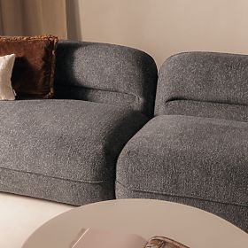 Vier-Sitzer Sofa für das Wohnzimmer Luvio grau, runde Formen