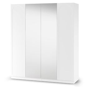 Viertüriger Schrank Neroli, Bogen/Spiegel, Weiß, lectus