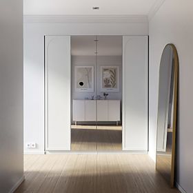 Viertüriger Schrank Neroli, Bogen/Spiegel, Weiß, lectus