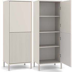 Vitrine KAMARO 2DK SLIM/GLATT KASCHMIR Lamellenstruktur + Klassisches Frontpanel