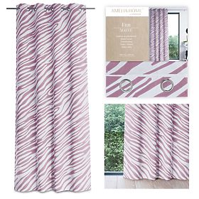 Vorhang FUN in Rosa mit Tiermotivdruck im tropischen Stil, silberne Metallösen