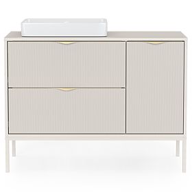 Waschtischunterschrank Livia 100 cm, kaschmir, Metallfüße, geriffelt