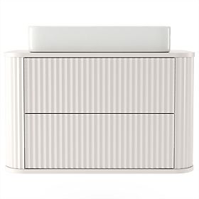 Waschtischunterschrank Nuvia 80 cm, kaschmirfarben, abgerundet, gerillt