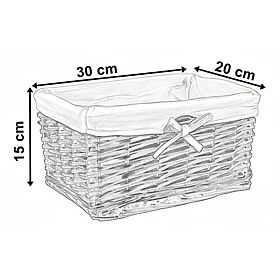 Weidenkorb 30x20x15 cm - weiß-grau